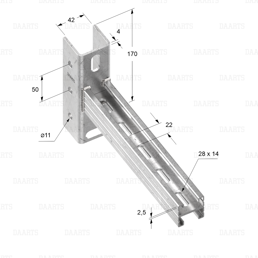 с размерами Консоль 41х21 2.5 DS MQL KU двойная